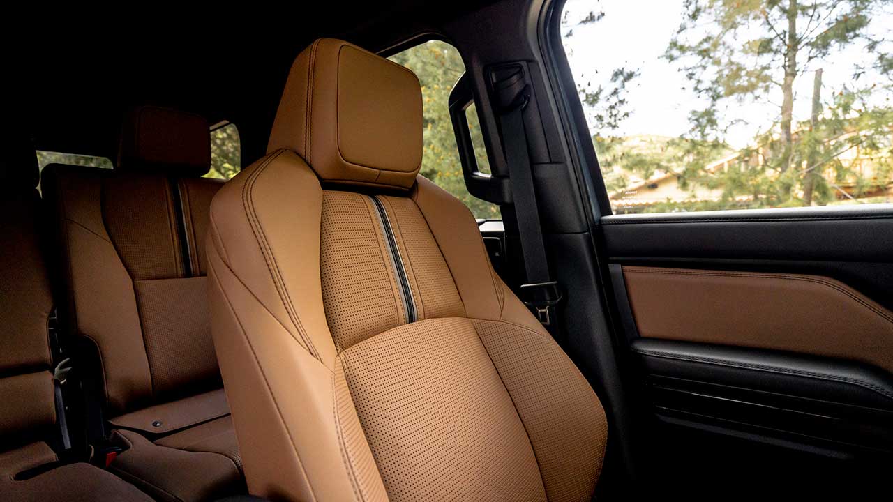 Closeup of a leather seat in the new 2025 Toyota 4Runner