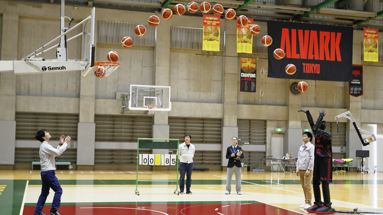 CUE shooting basketballs for a Guinness World Record
