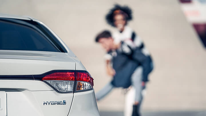 White Toyota Corolla Hybrid
