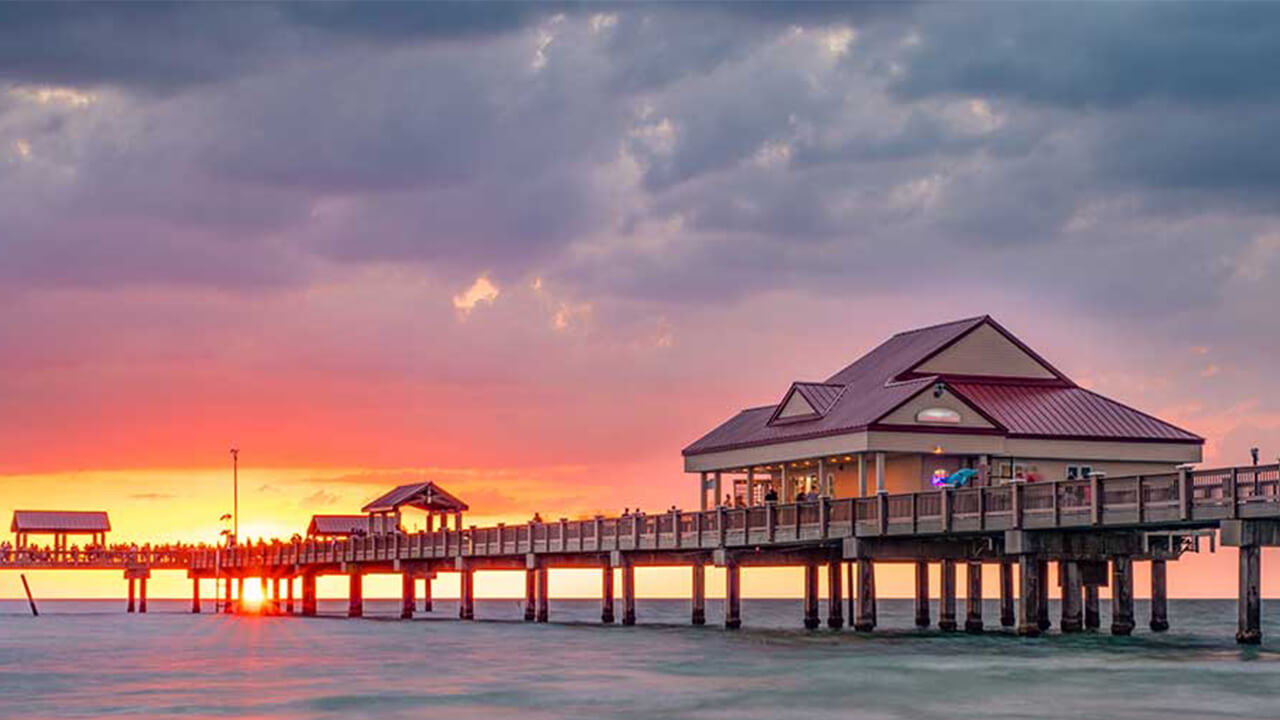 Sunset over the water in Southeastern United States