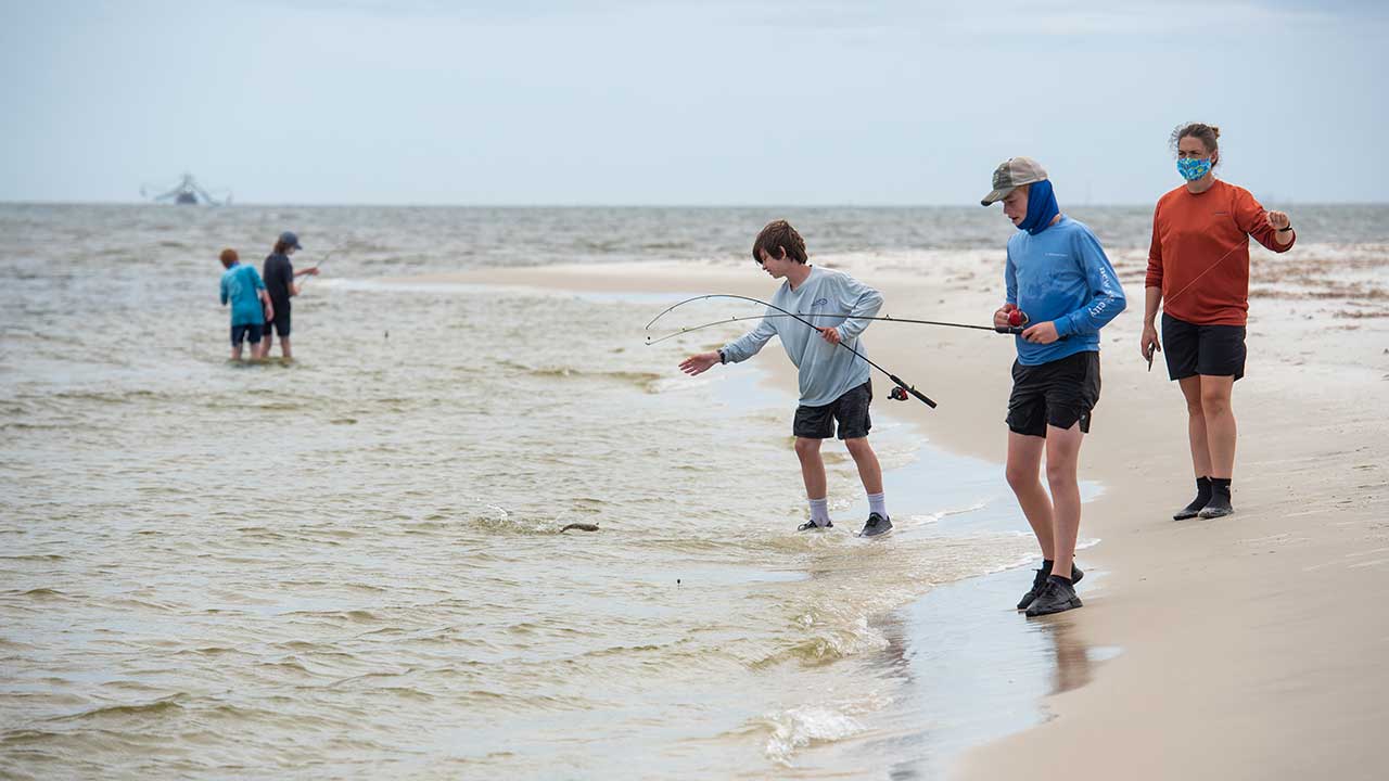 Dauphin Island Sea Lab Summer Camp kids fishing