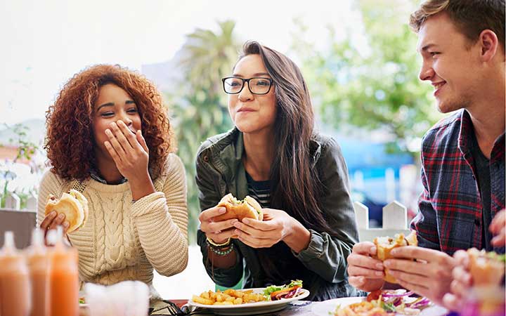 friends at a unique restaurant