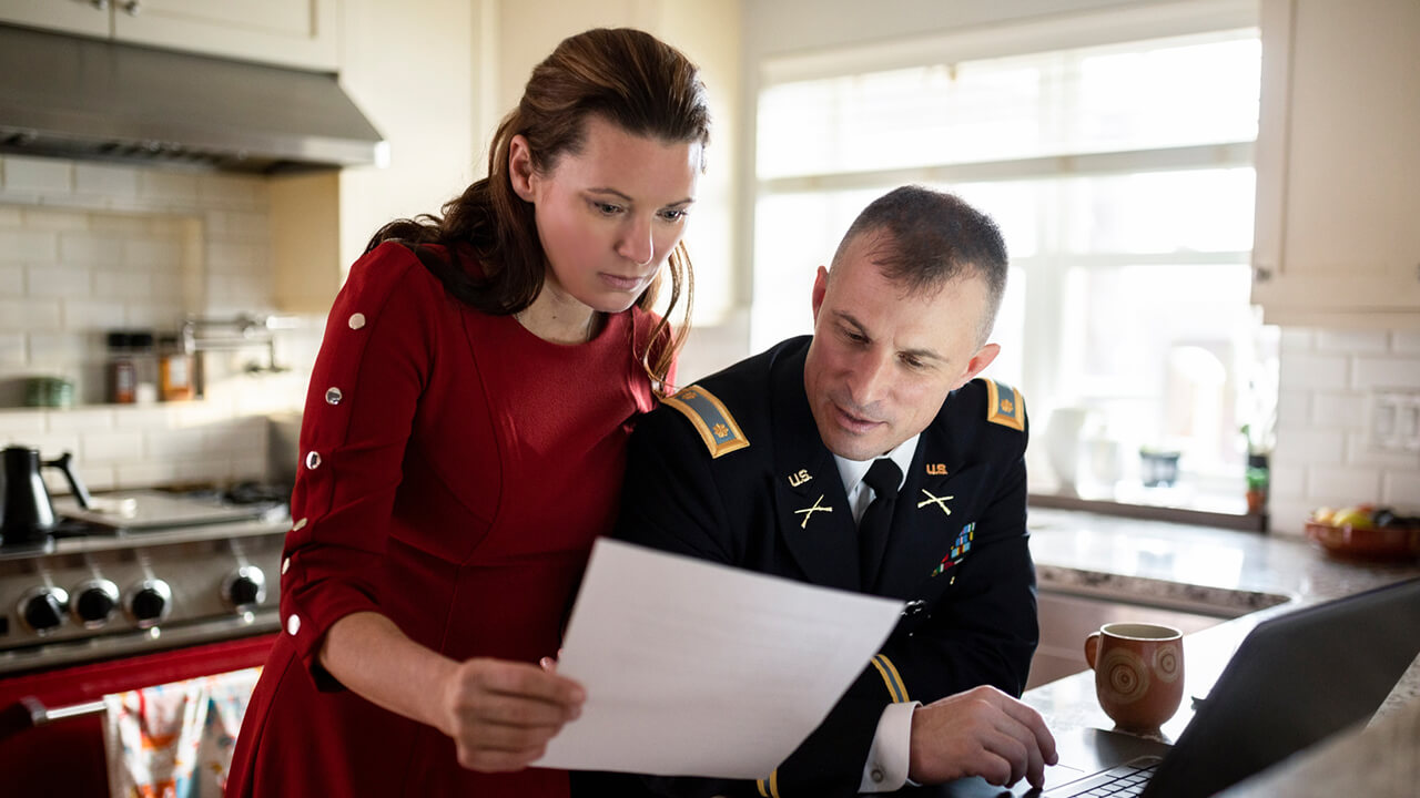 Couple reviewing important documents