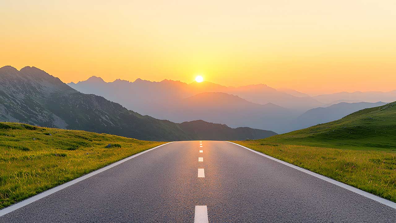Open road with nothing around